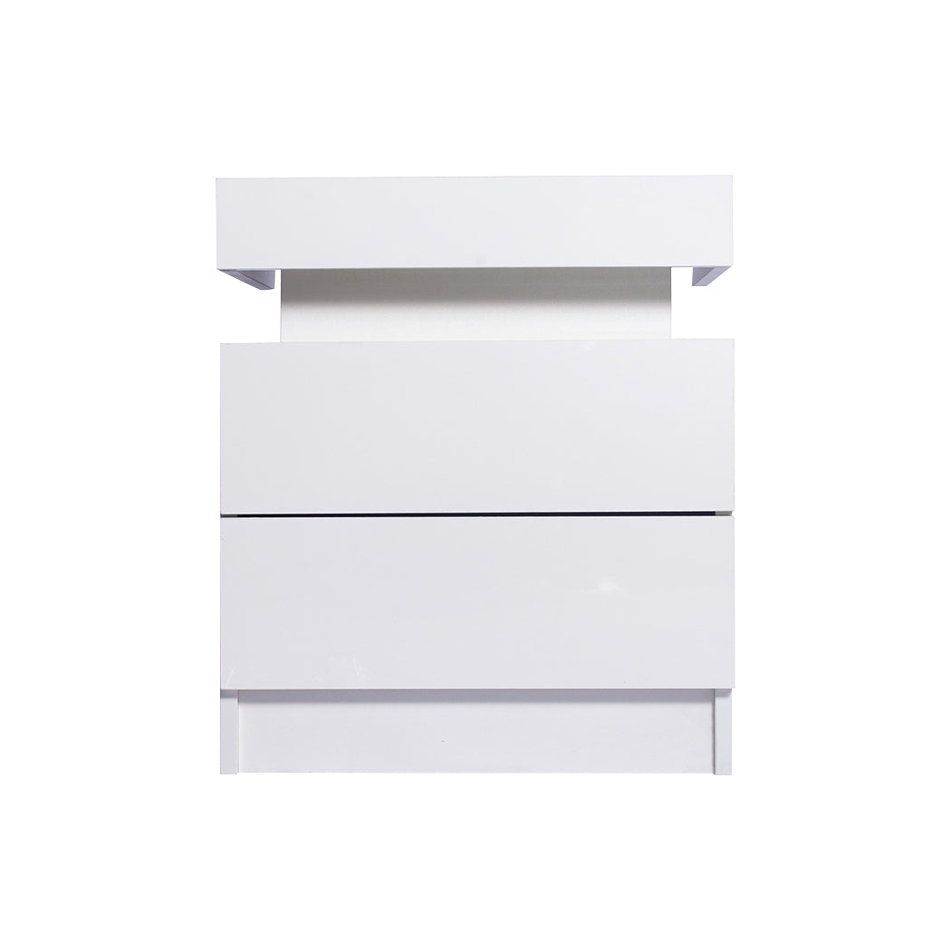 Levede Bedside Tables RGB LED Side Table White-1864183566422904833
