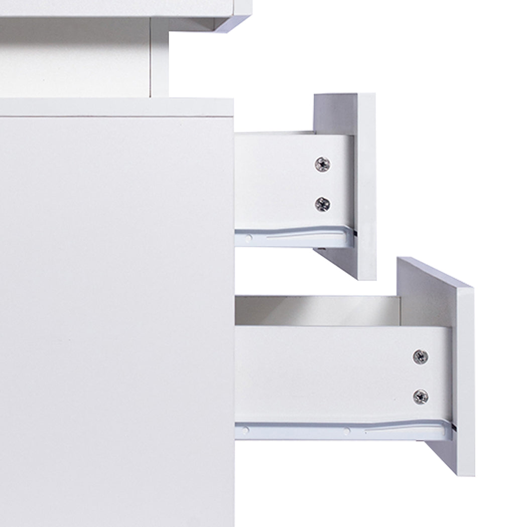 Levede Bedside Tables RGB LED Side Table White-1864183566422904835