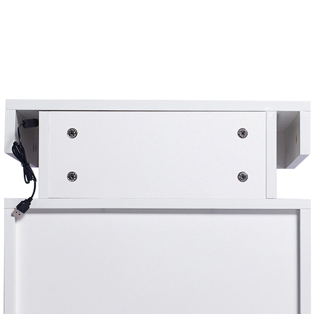 Levede Bedside Tables RGB LED Side Table White-1864183566422904836