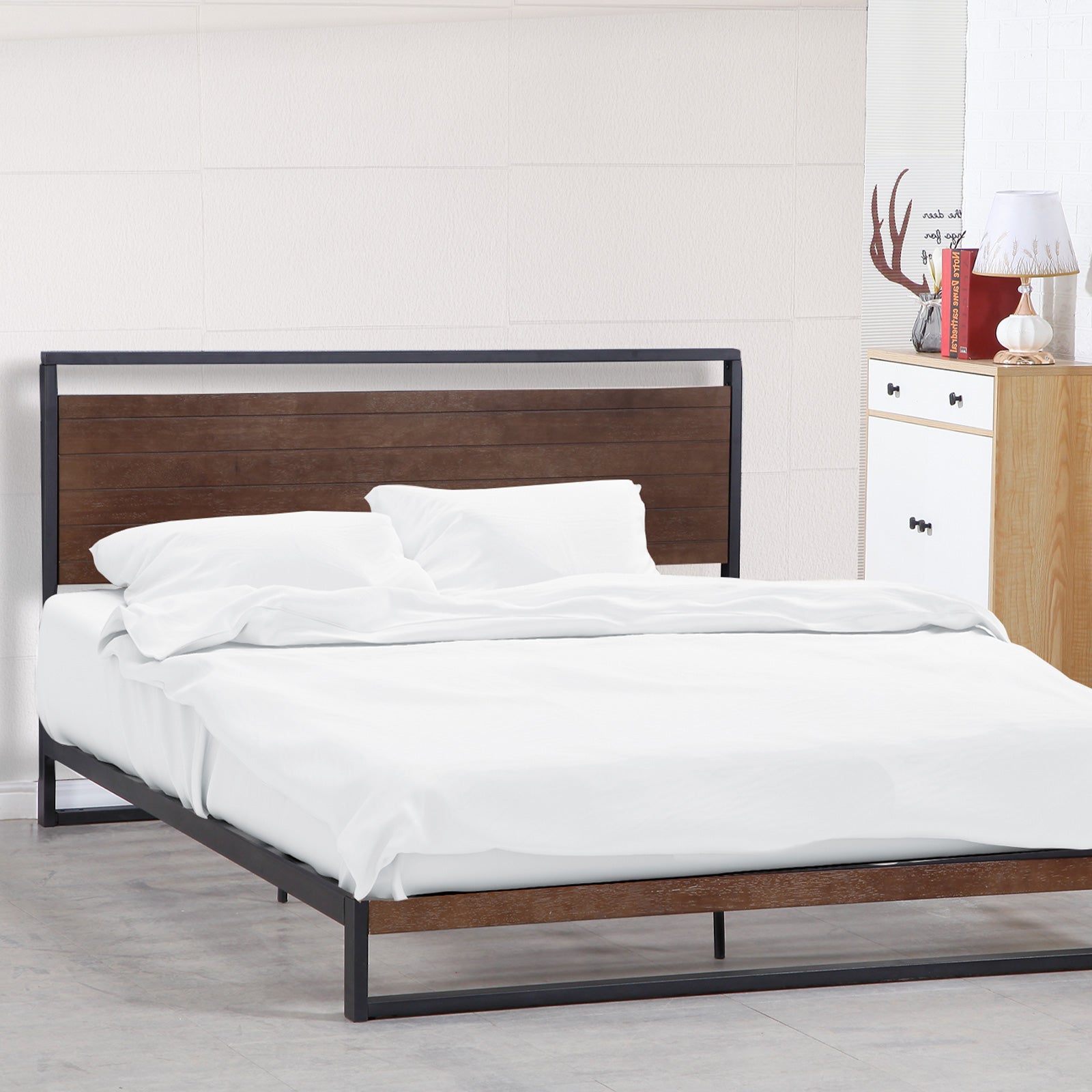 Milano Decor Azure Bed Frame with Headboard ? Black - Single-1878615021349638148