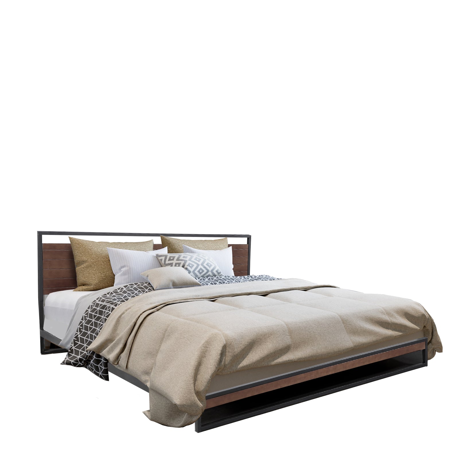 Milano Decor Azure Bed Frame with Headboard ? Black - Single-1878615021349638150