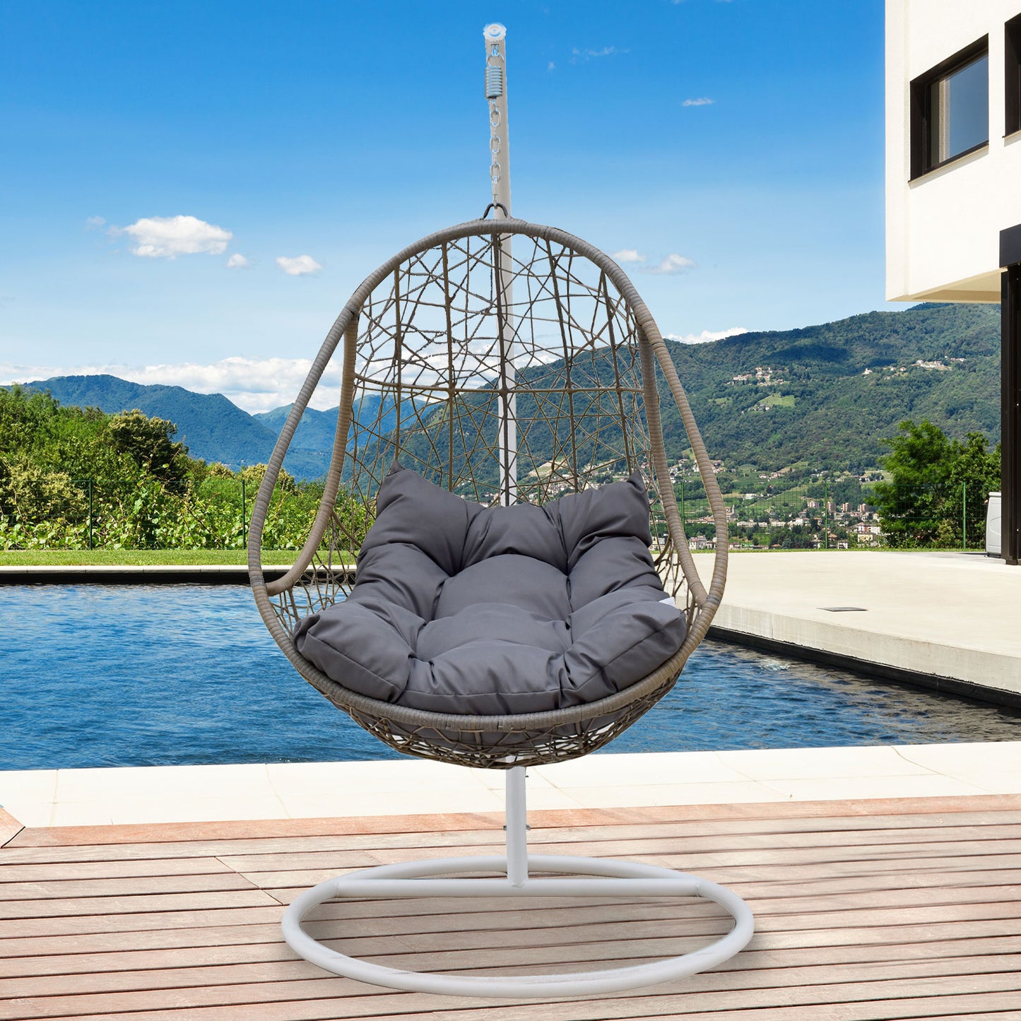 Arcadia Furniture Rocking Egg Chair - Oatmeal and Grey-1878615032561012736