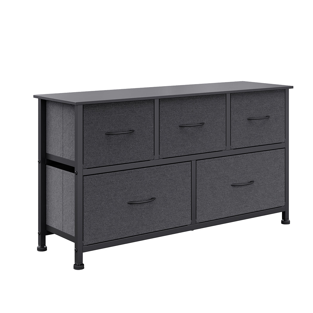 Levede Chest of 5 Drawers Storage Cabinet Dark Grey-1864183275824746496