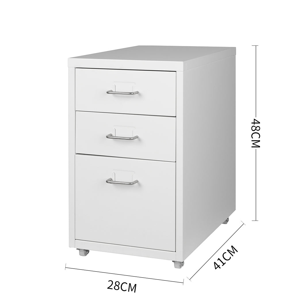 Levede 3 Drawer Office Drawers Cabinet White-1864184249813438466