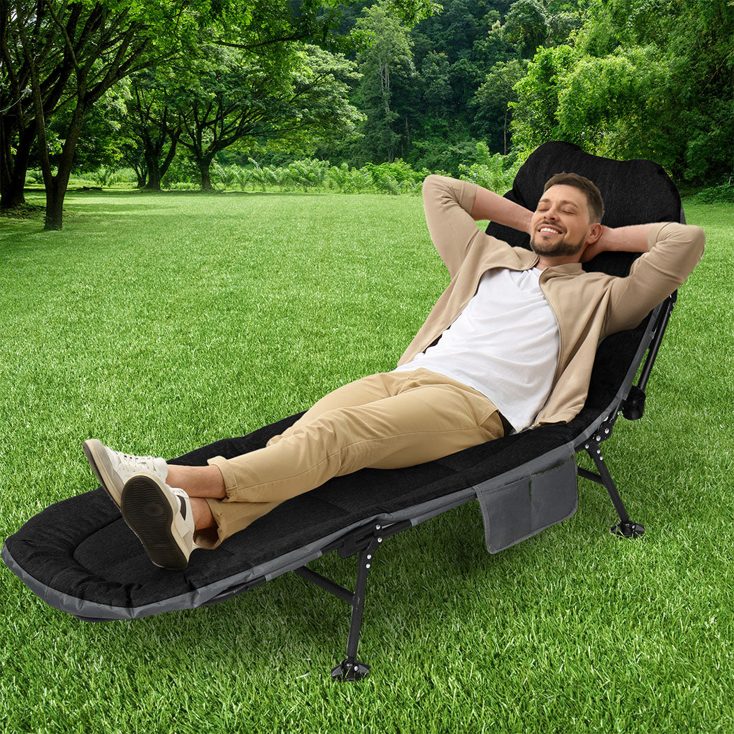 Levede Folding Camping Bed Camp Cots Black-1871349386718613510