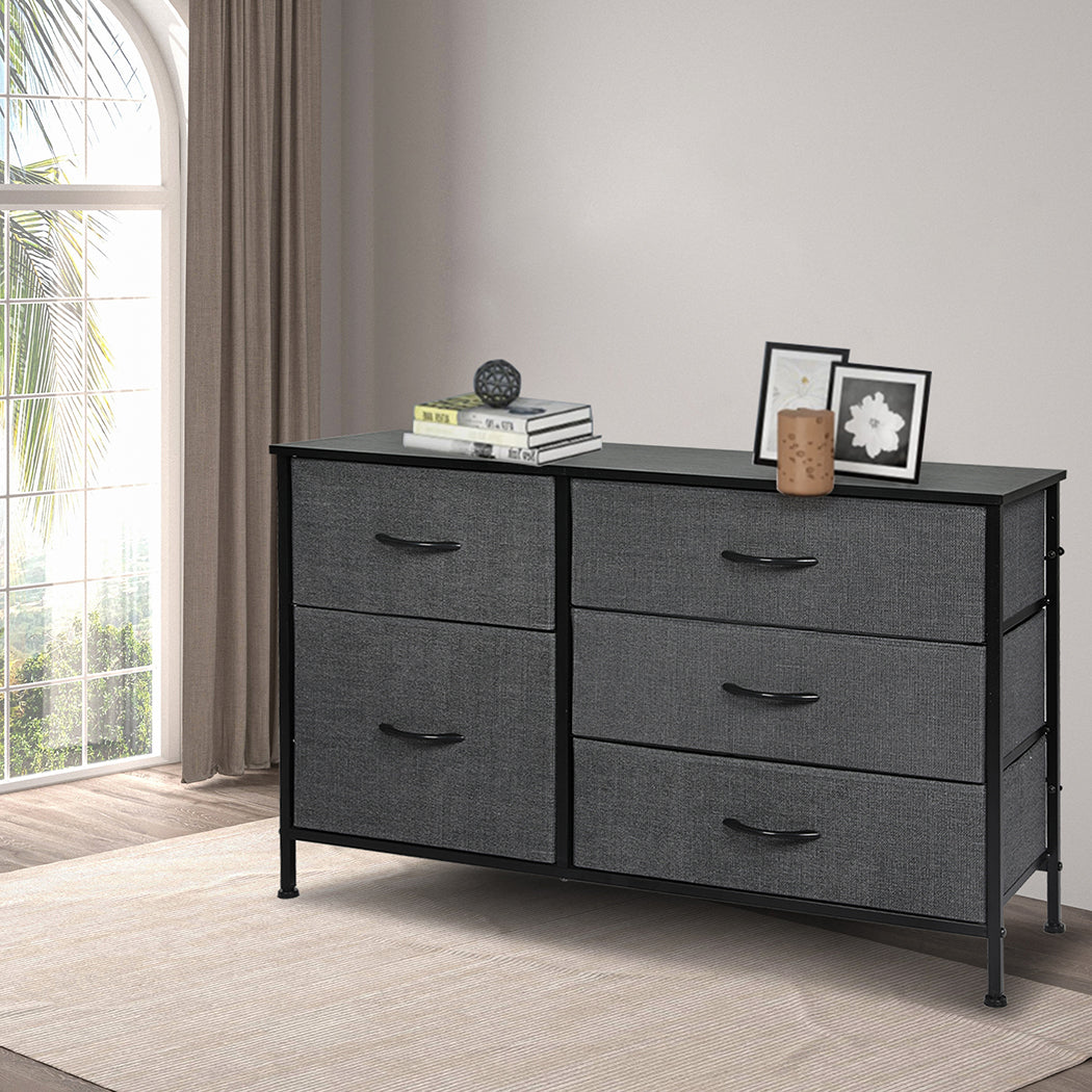 Levede Storage Cabinet Tower Chest Dark Grey-1864183284792168455