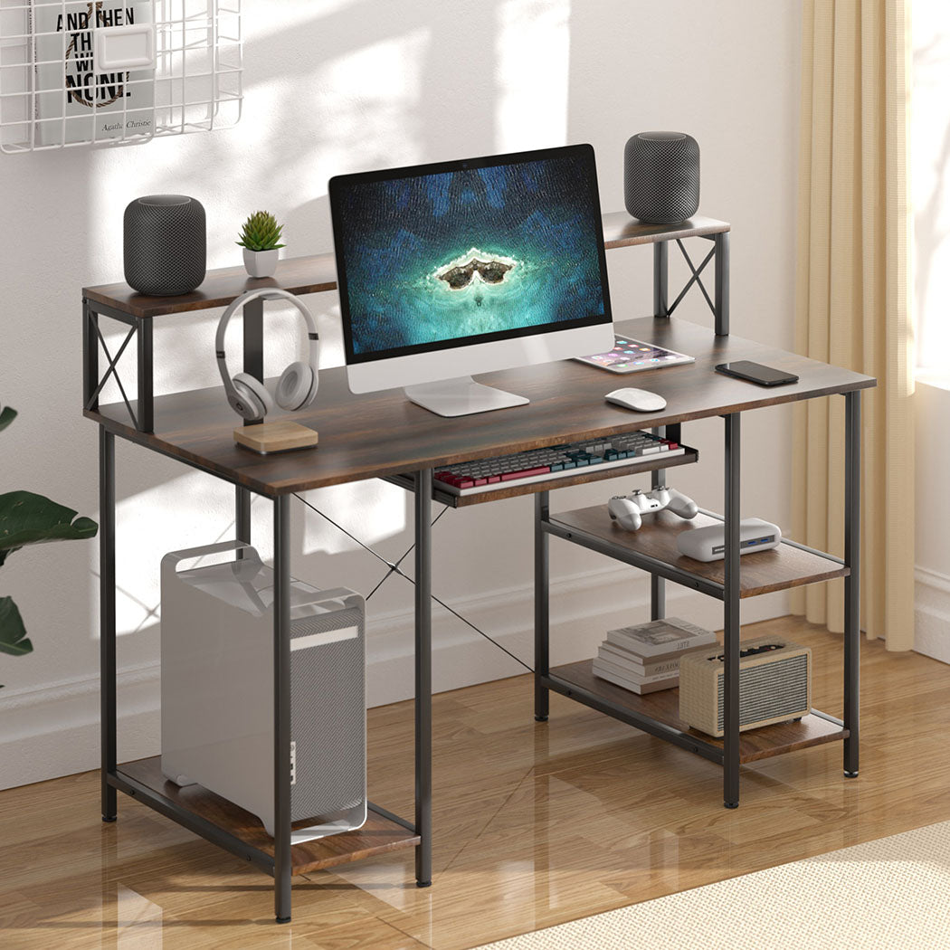 Levede Office Gaming Computer Desk Brown-1869883066516901894