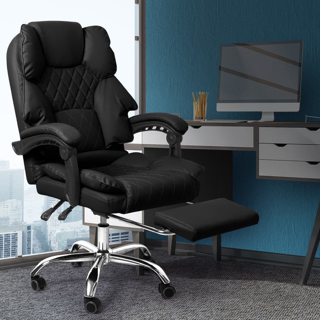 Levede Gaming Chair Office Computer Black Footrest-1864184461713870854