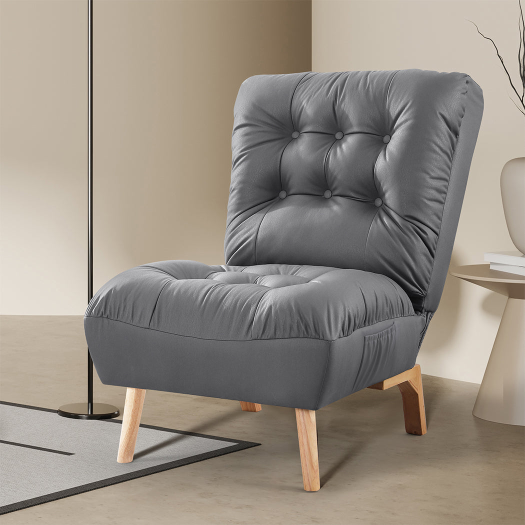 Levede Accent Chair Sofa Recliner Adjustable Grey-1864183136250892294