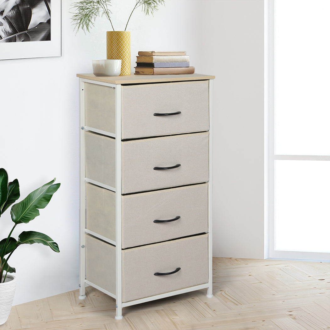 Levede Storage Cabinet Tower Chest Beige-1864183276265148423