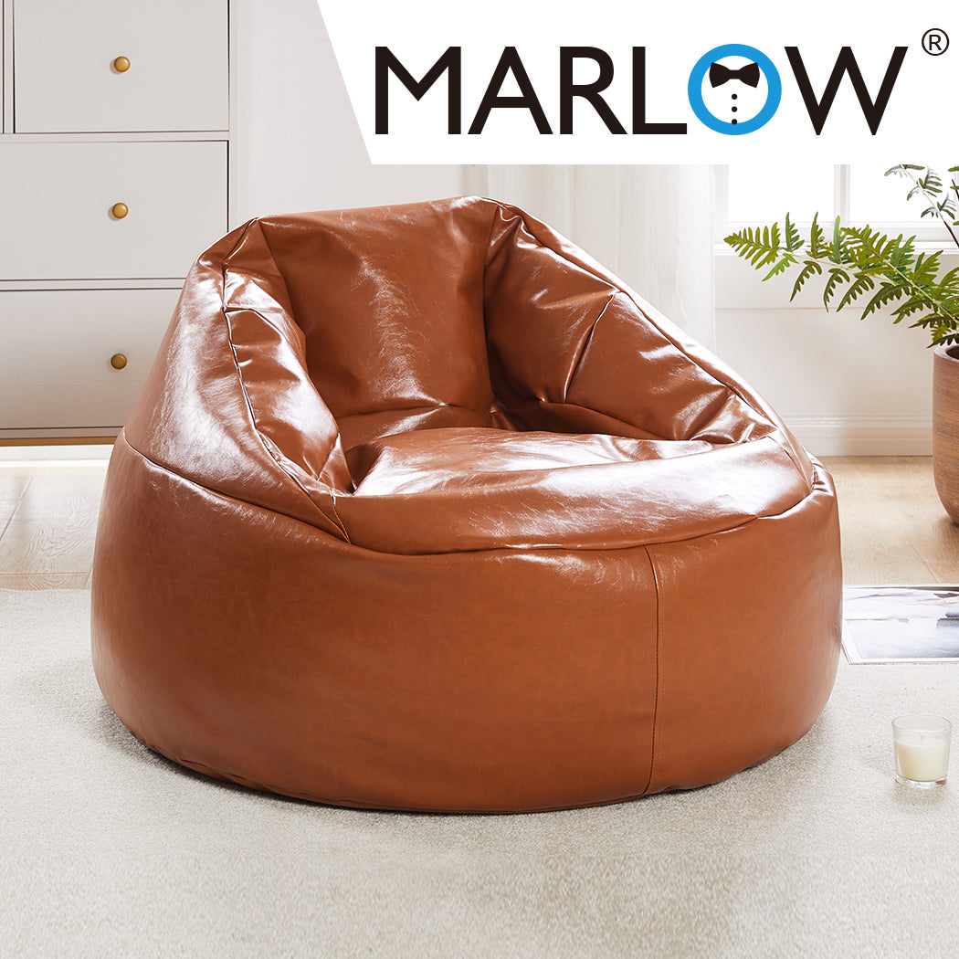 Marlow Bean Bag Chair Cover PU Couch Tan-1864183165162229766