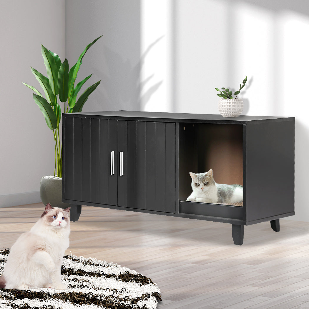 PaWz Enclosed Cat Litter Cabinet Box Black-1864184535395209222