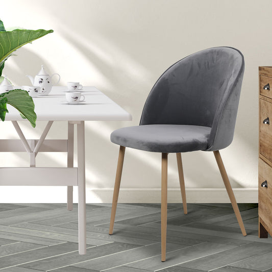 Levede 2x Dining Chairs Seat French Grey-1864183273337524230