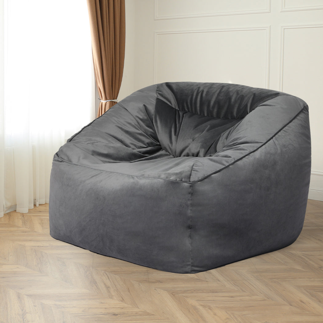 Marlow Bean Bag Chair Cover Soft Velvet Dark grey-1864183167263576071
