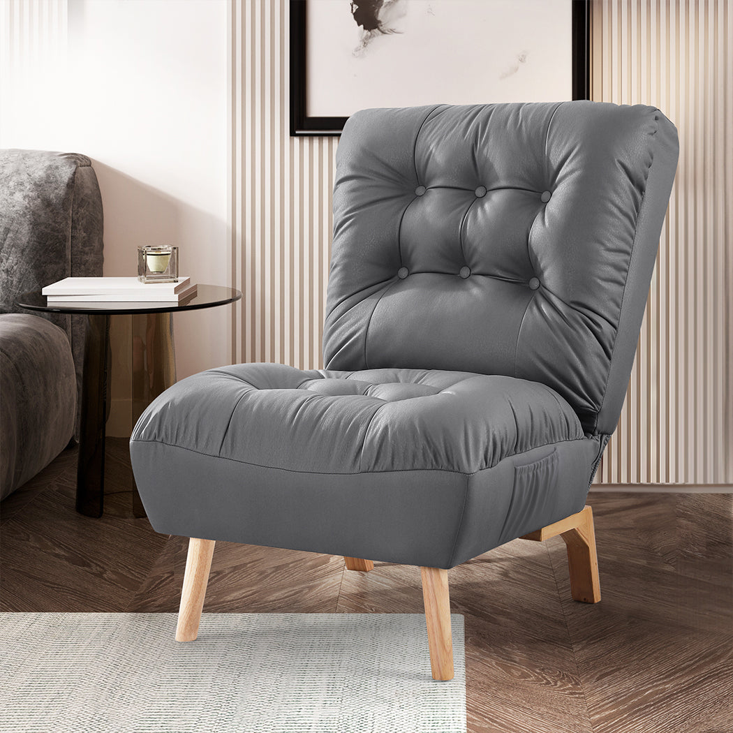 Levede Accent Chair Sofa Recliner Adjustable Grey-1864183136250892295