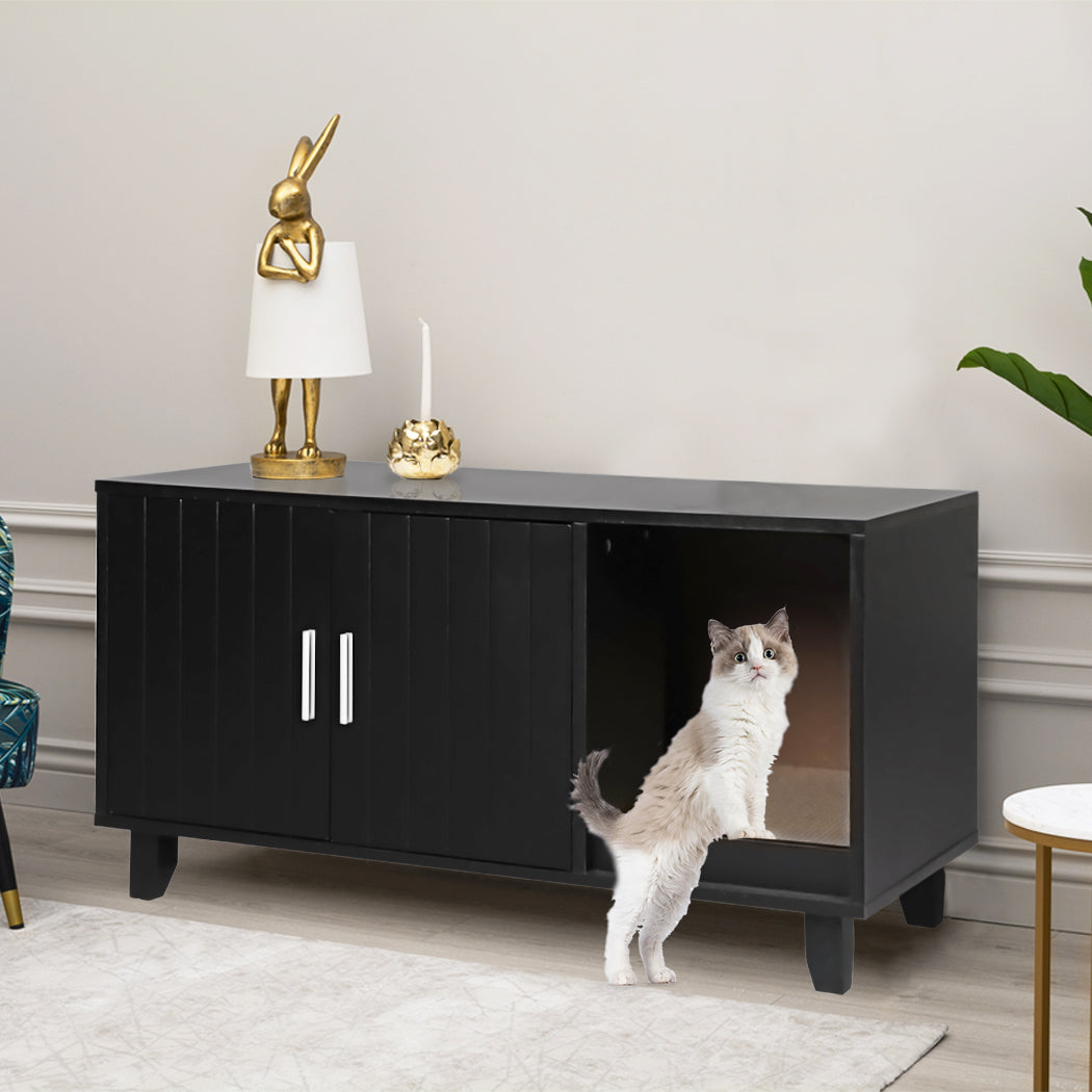 PaWz Enclosed Cat Litter Cabinet Box Black-1864184535395209223