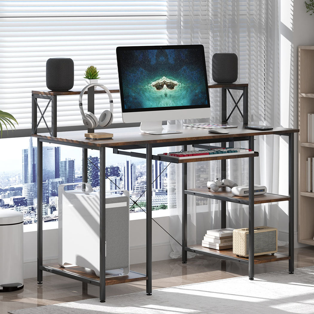 Levede Office Gaming Computer Desk Brown-1869883066516901895