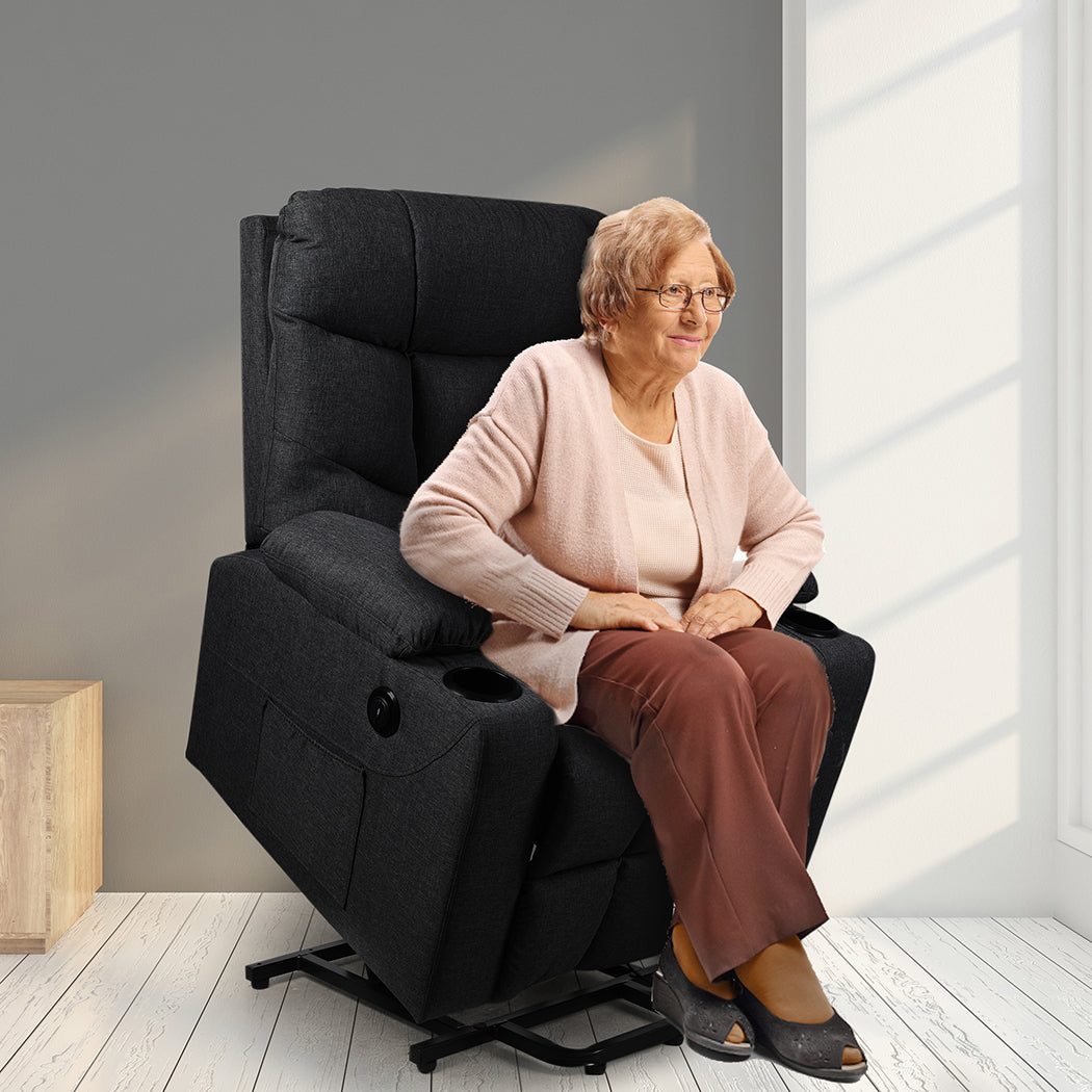 Levede Recliner Chair Electric Lift Black-1864184459591553031