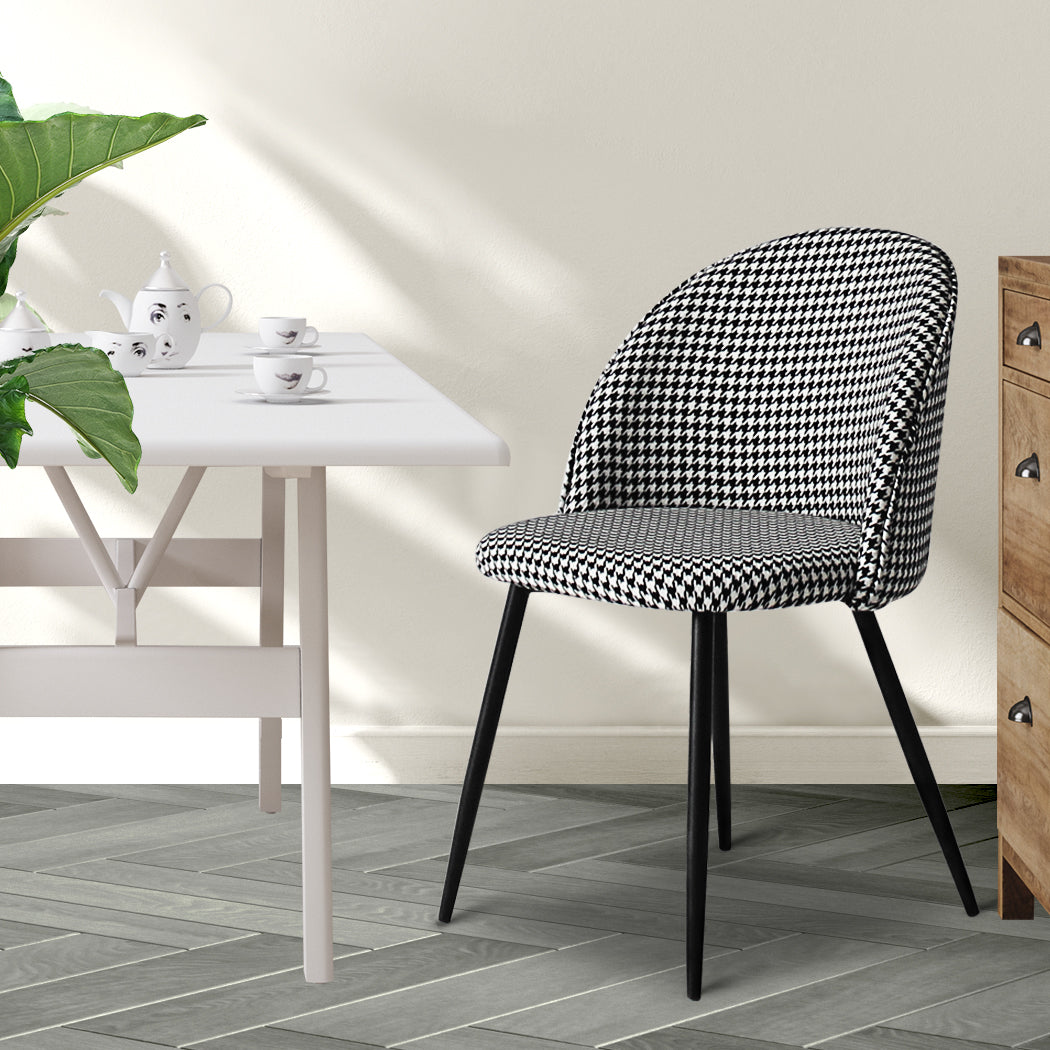 Levede 2x Dining Chairs Kitchen Cafe Black and White-1864183273484324871