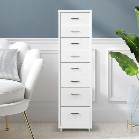 Levede Office Cabinet 8 Drawer Drawers White-1864184250694242310