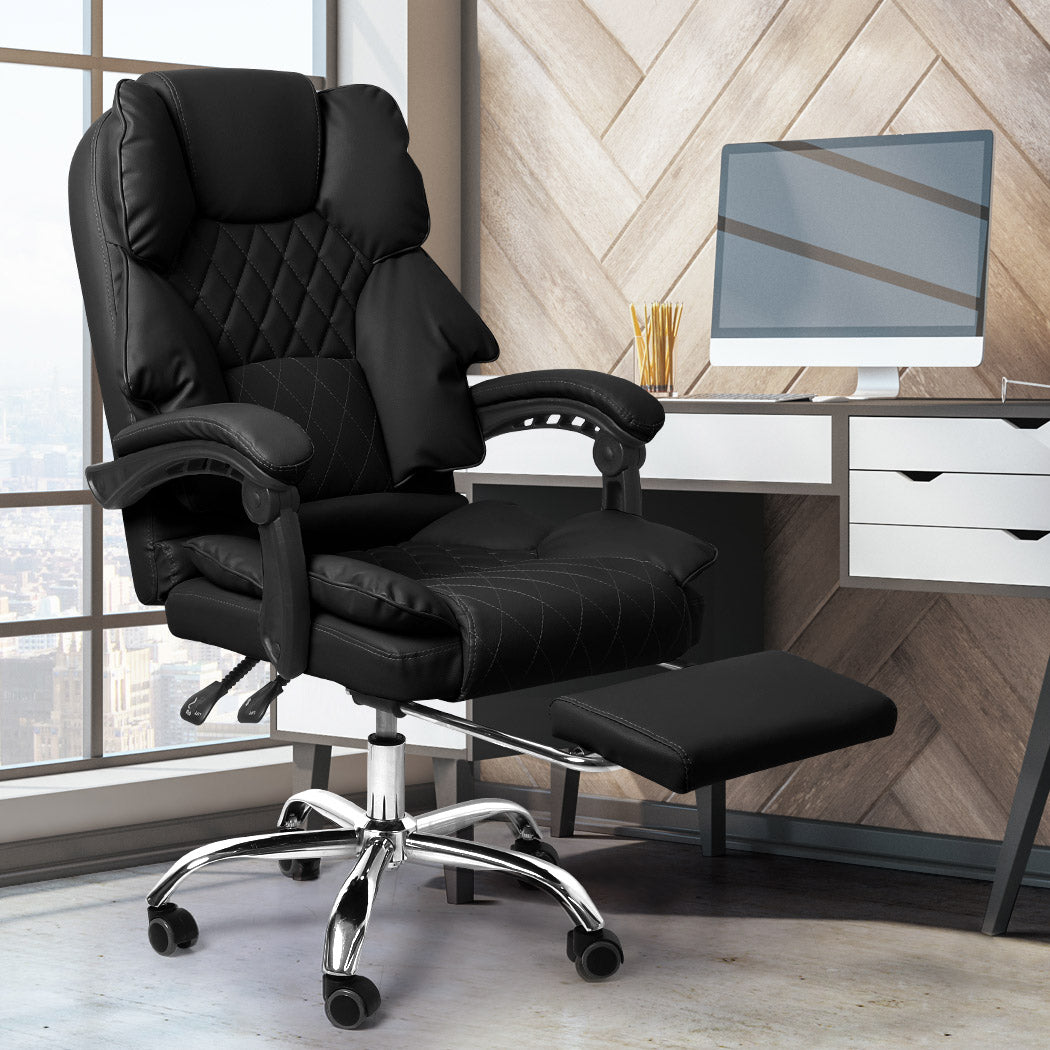 Levede Gaming Chair Office Computer Black Footrest-1864184461713870855