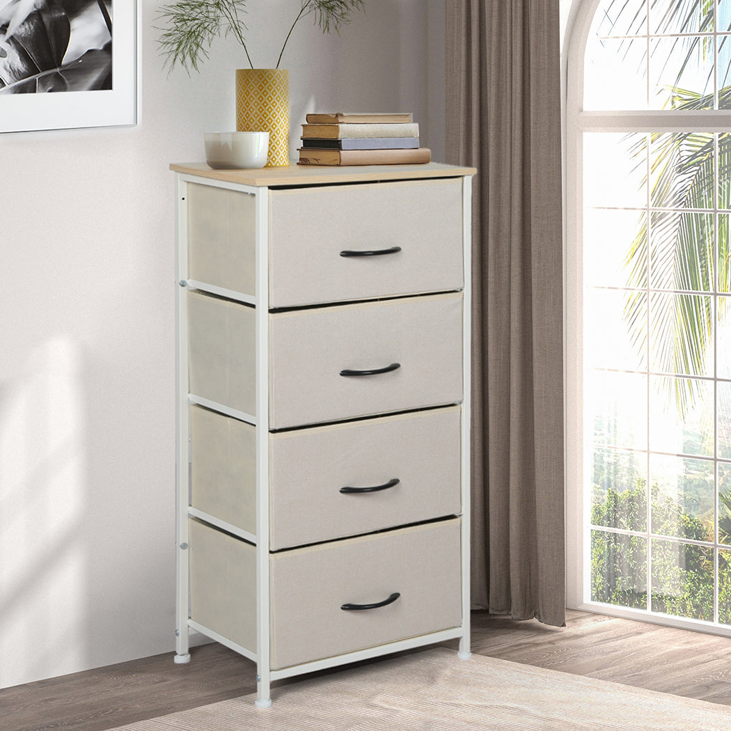 Levede Storage Cabinet Tower Chest Beige-1864183276265148422