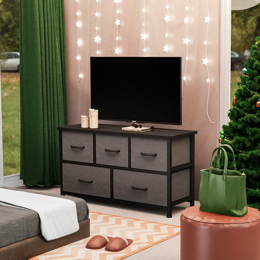 Levede Chest of 5 Drawers Storage Cabinet Dark Grey-1864183275824746502