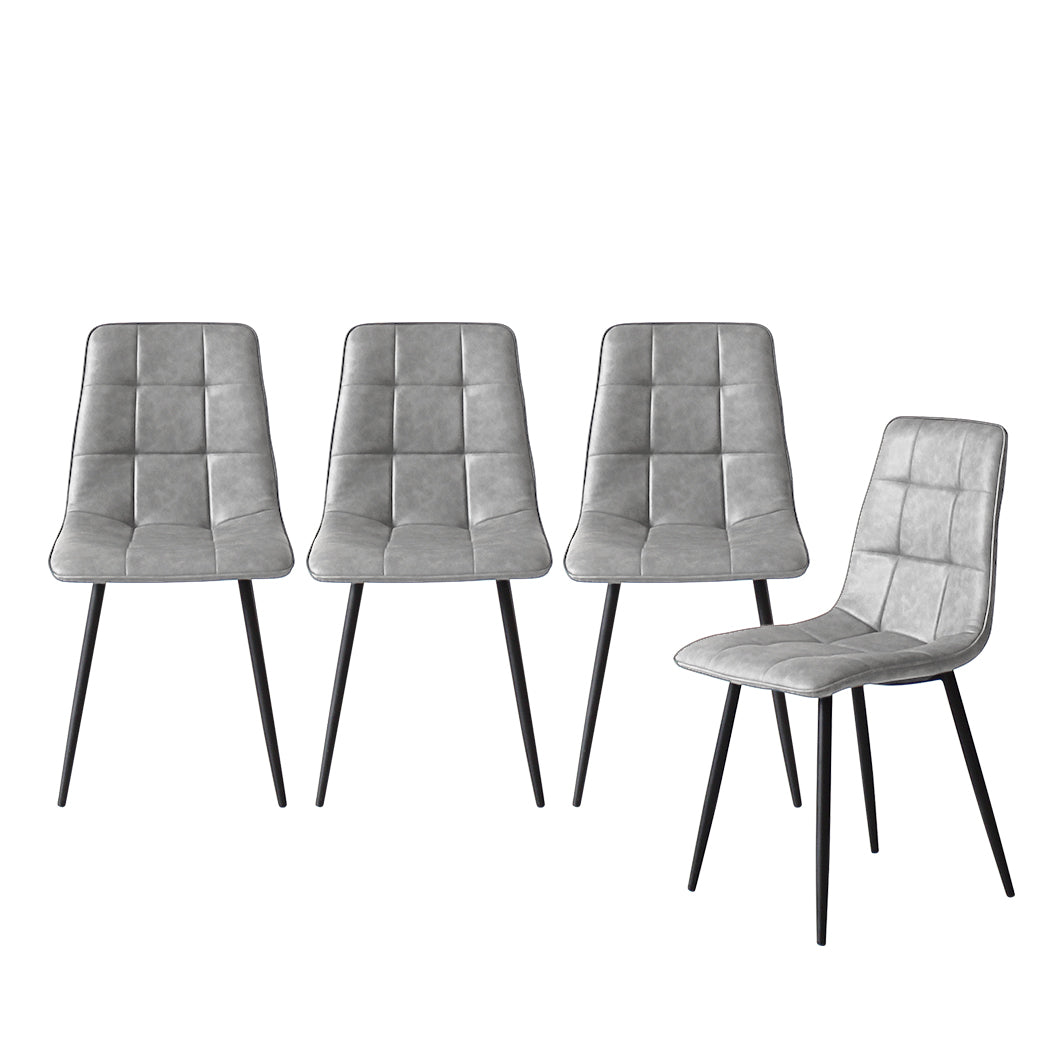 Levede 4x Dining Chairs Kitchen Chair Grey Faux Leather-1864183277758320640