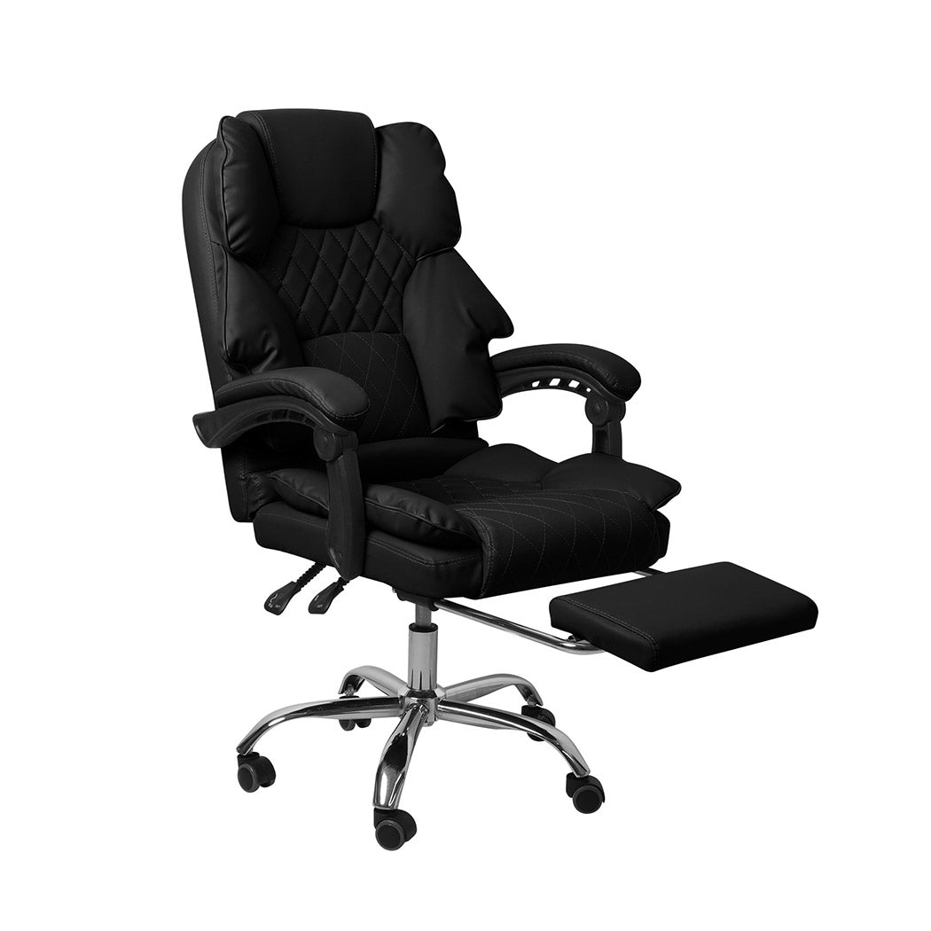 Levede Gaming Chair Office Computer Black Footrest-1864184461713870848