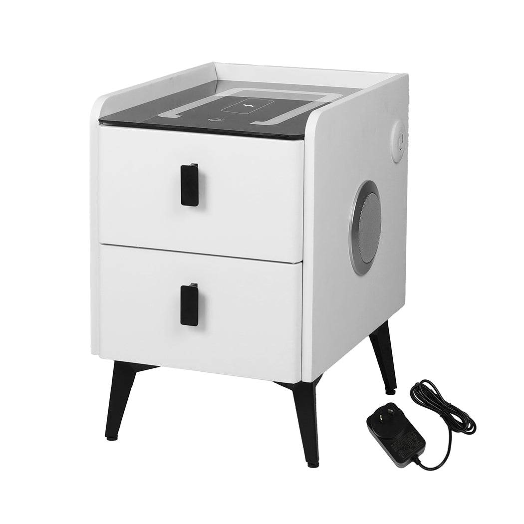 Levede Bedside Table LED Lights Drawers Storage-1869883069478080512