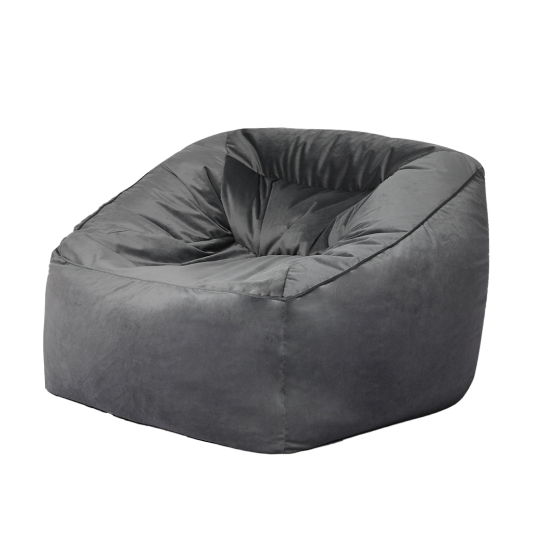 Marlow Bean Bag Chair Cover Soft Velvet Dark grey-1864183167263576064