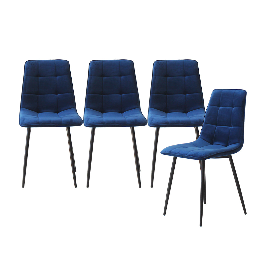 Levede 4x Dining Chairs Kitchen Velvet Blue-1864183277309530112