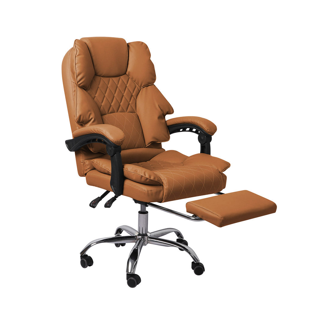 Levede Gaming Chair Office Computer Brown Footrest-1864184461999083520