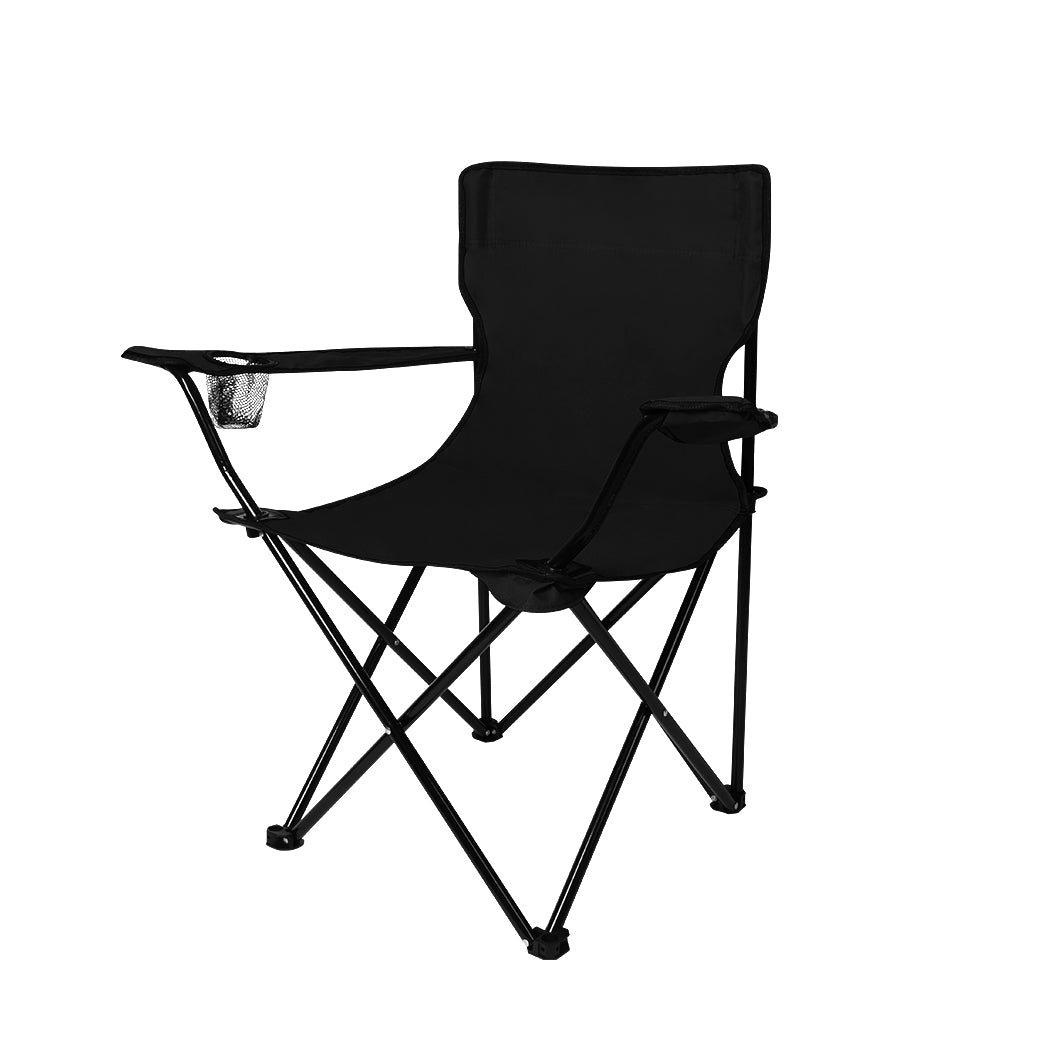 Levede Camping Chairs Folding Arm Foldable Black-1864184446211723264