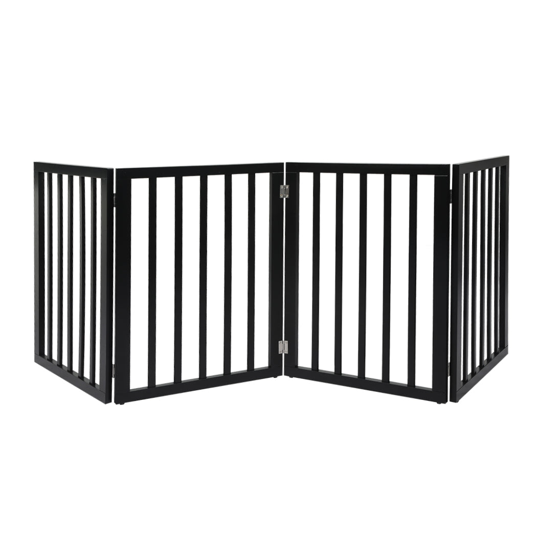 PaWz 4 Panels Wooden Pet Gate Dog Fence Black 600x 3MM-1864184510002892800
