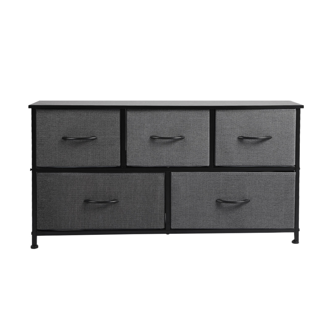 Levede Chest of 5 Drawers Storage Cabinet Dark Grey-1864183275824746497