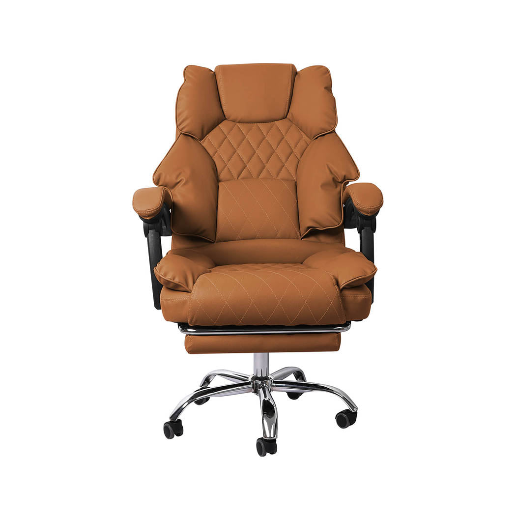 Levede Gaming Chair Office Computer Brown Footrest-1864184461999083521