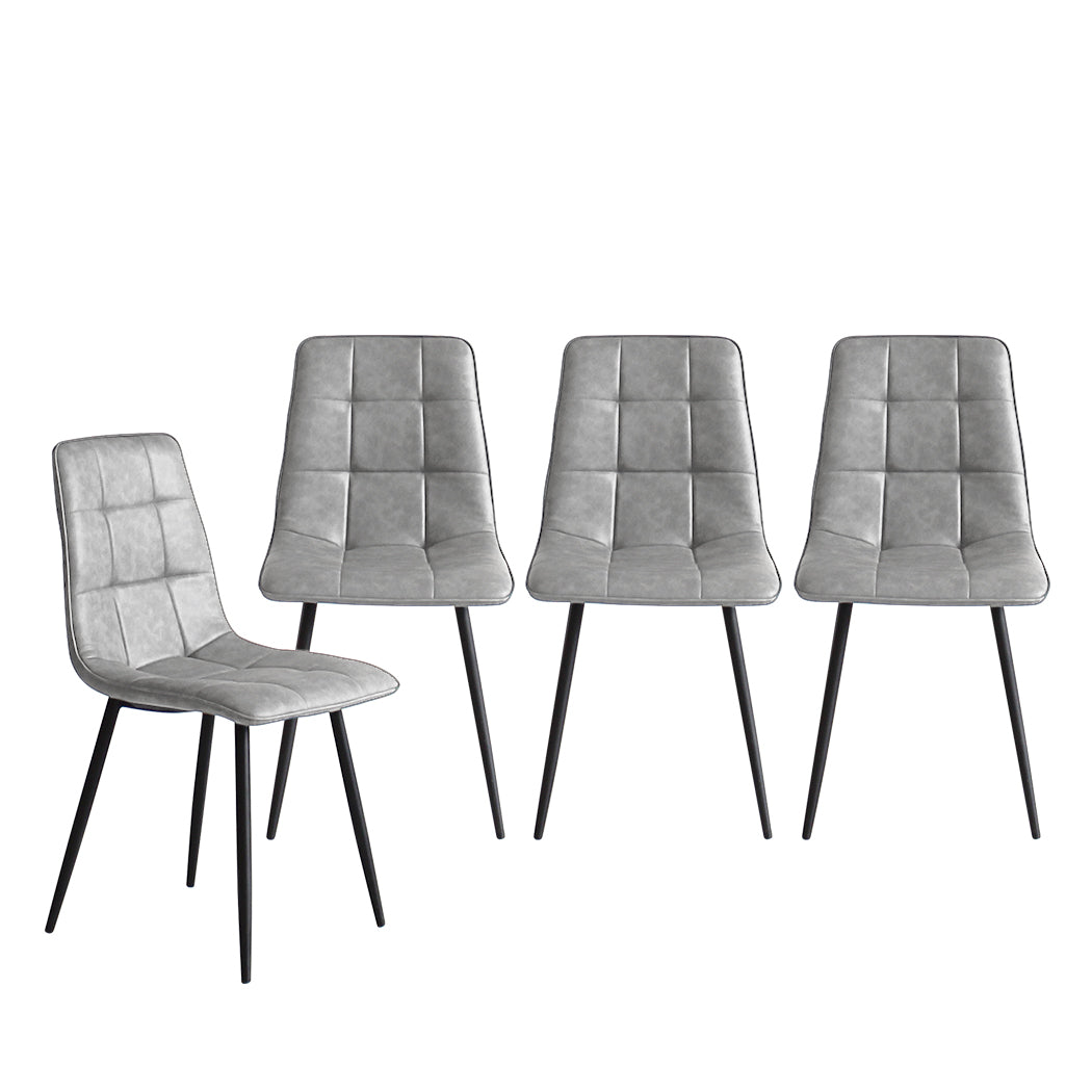 Levede 4x Dining Chairs Kitchen Chair Grey Faux Leather-1864183277758320641