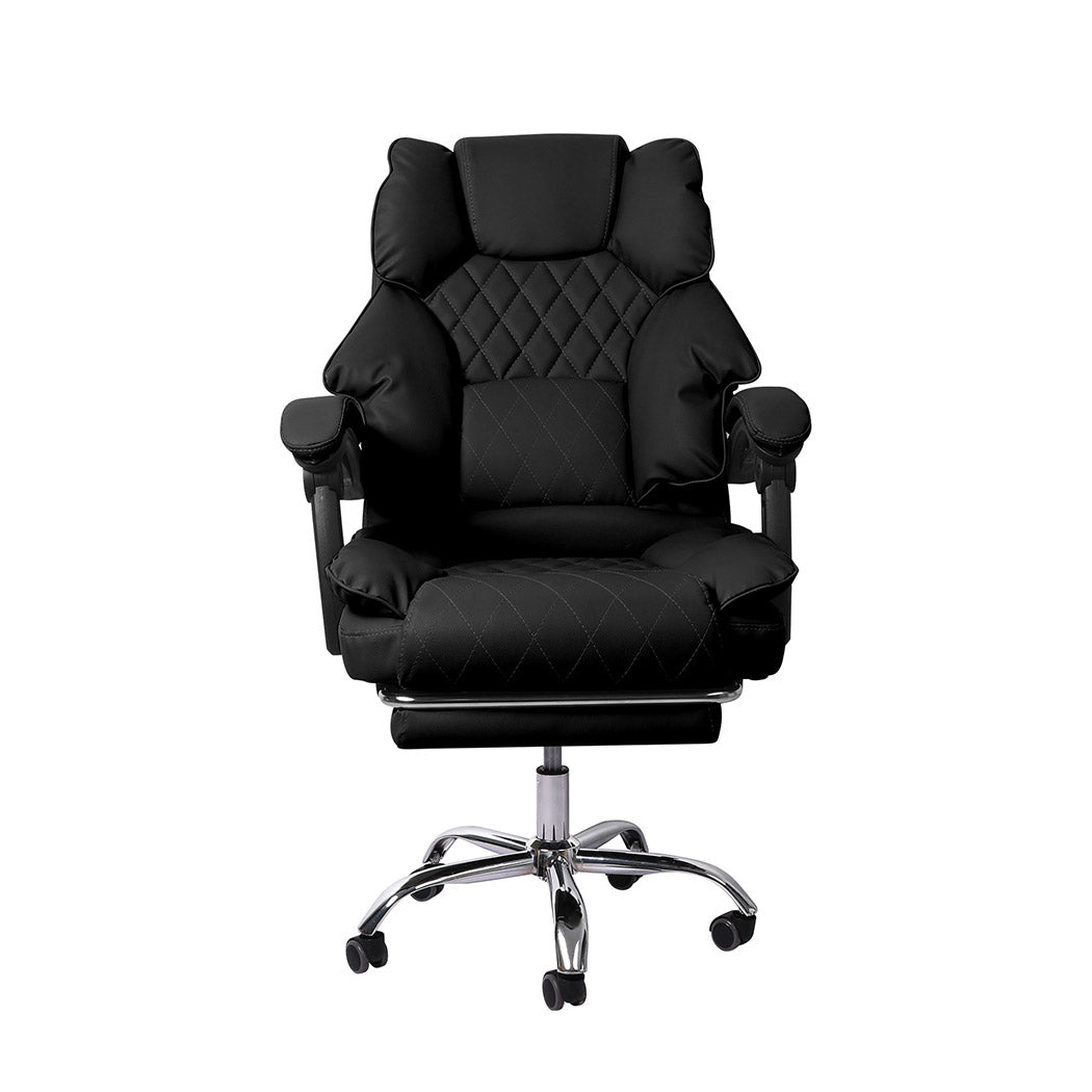 Levede Gaming Chair Office Computer Black Footrest-1864184461713870849