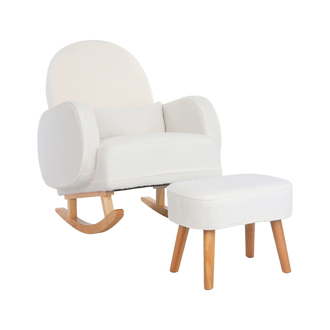 Levede Fleece Rocking Chair with footstool-1869883064247783425