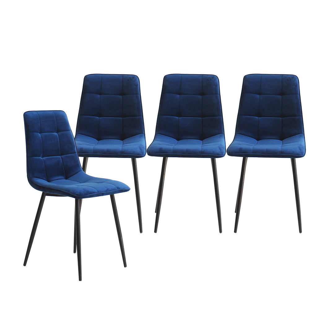 Levede 4x Dining Chairs Kitchen Velvet Blue-1864183277309530113