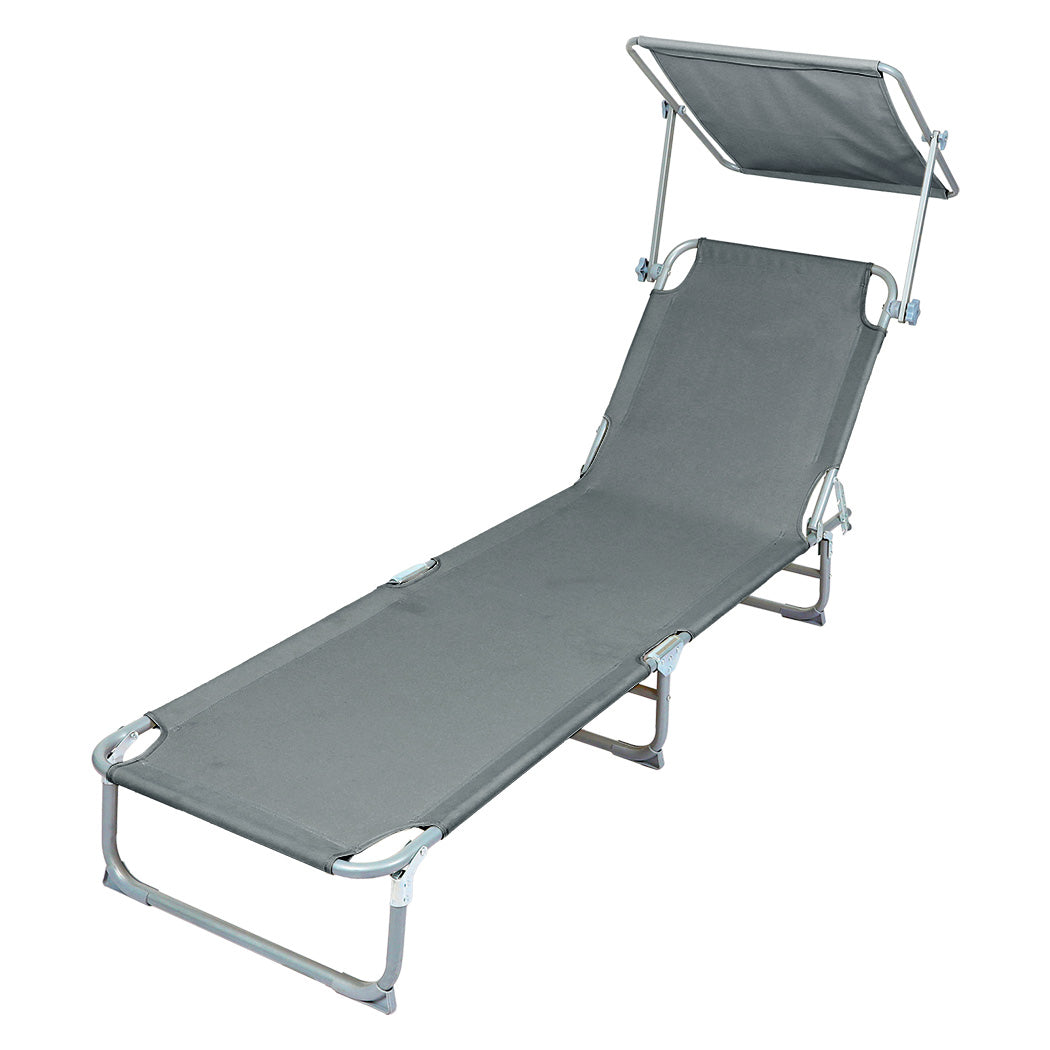 Levede Foldable Lounge Chairs with Canopy Grey-1871349386156576769
