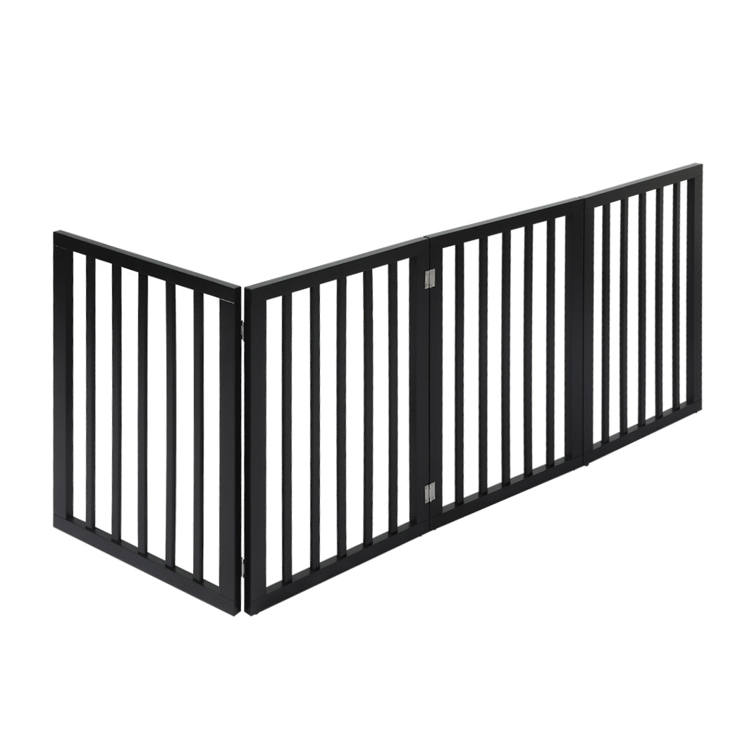 PaWz 4 Panels Wooden Pet Gate Dog Fence Black 600x 3MM-1864184510002892801