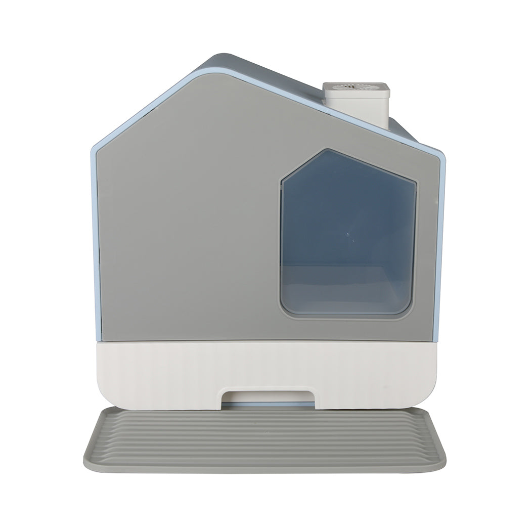 PaWz Fully Enclosed Cat Litter Box Mat Blue-1864184548762456065