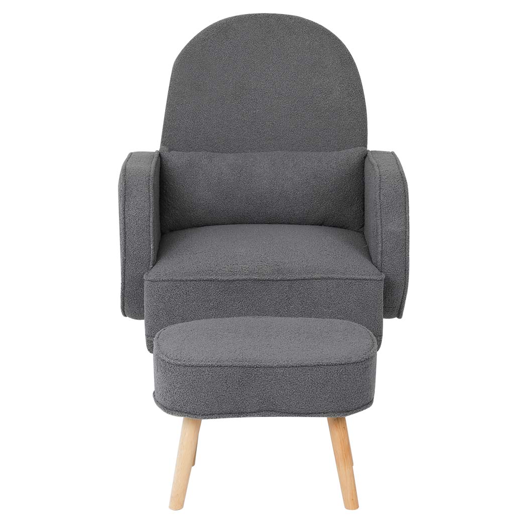 Levede Fleece Rocking Chair with footstool-1871349373972123649