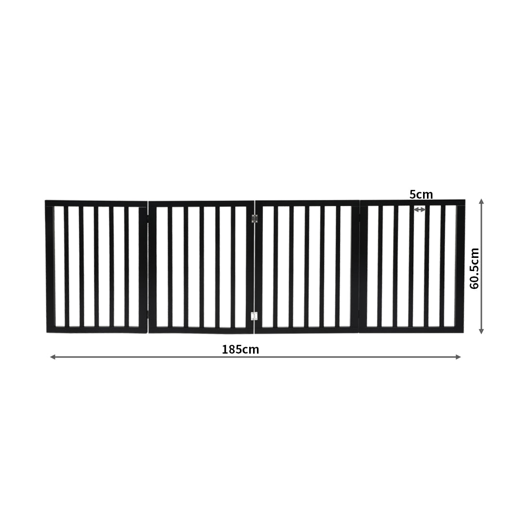 PaWz 4 Panels Wooden Pet Gate Dog Fence Black 600x 3MM-1864184510002892802