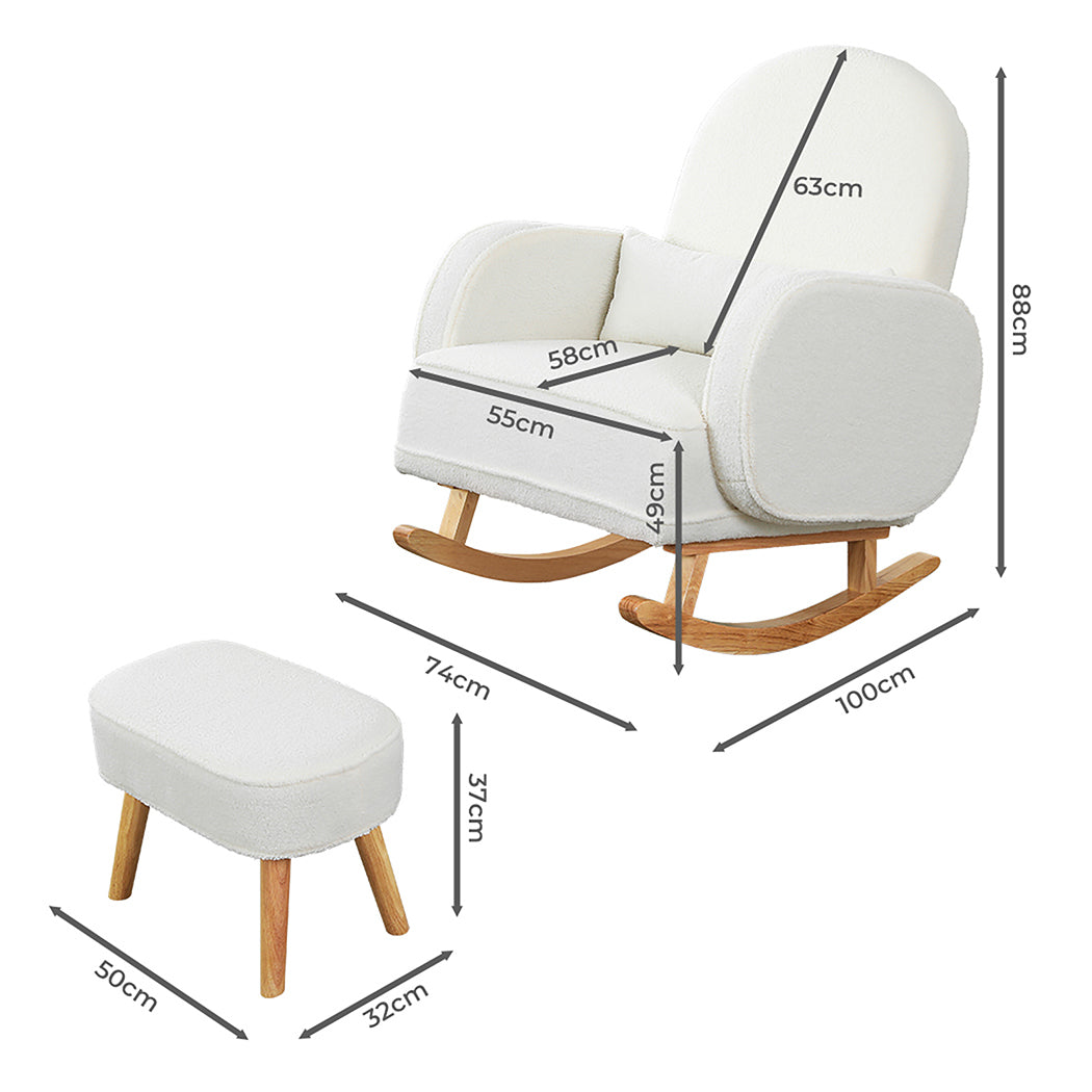 Levede Fleece Rocking Chair with footstool-1869883064247783426