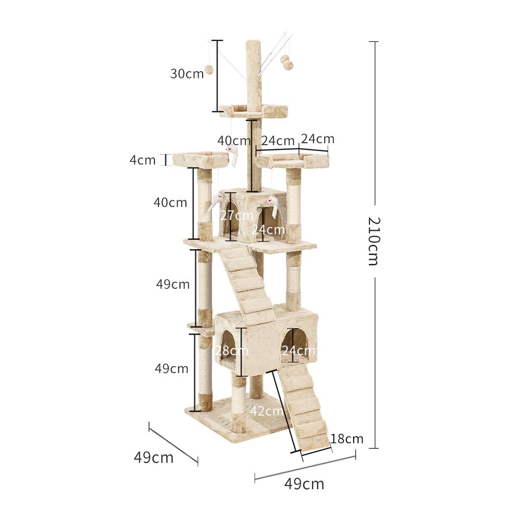PaWz Cat Tree Scratching Post Scratcher Beige-1864184313503944706