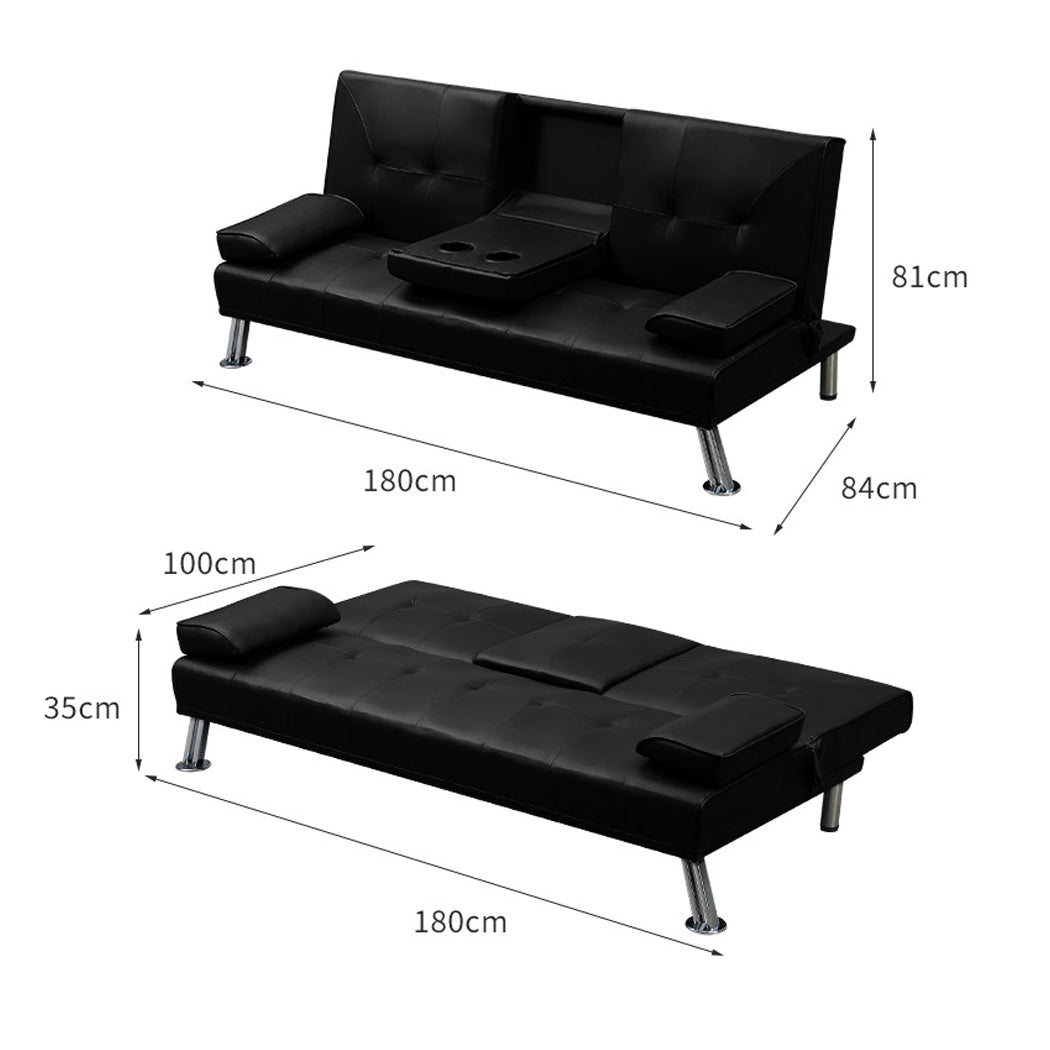 Levede Sofa Bed Adjustable Recliner Black-1864183319172878338