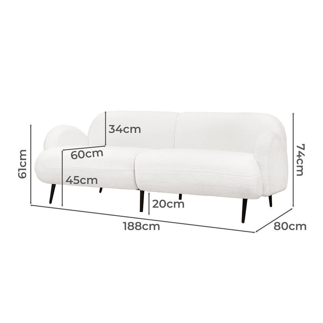 Levede Cloud Sofa 3 Seater Sherpa Fleece White-1869883070216278018